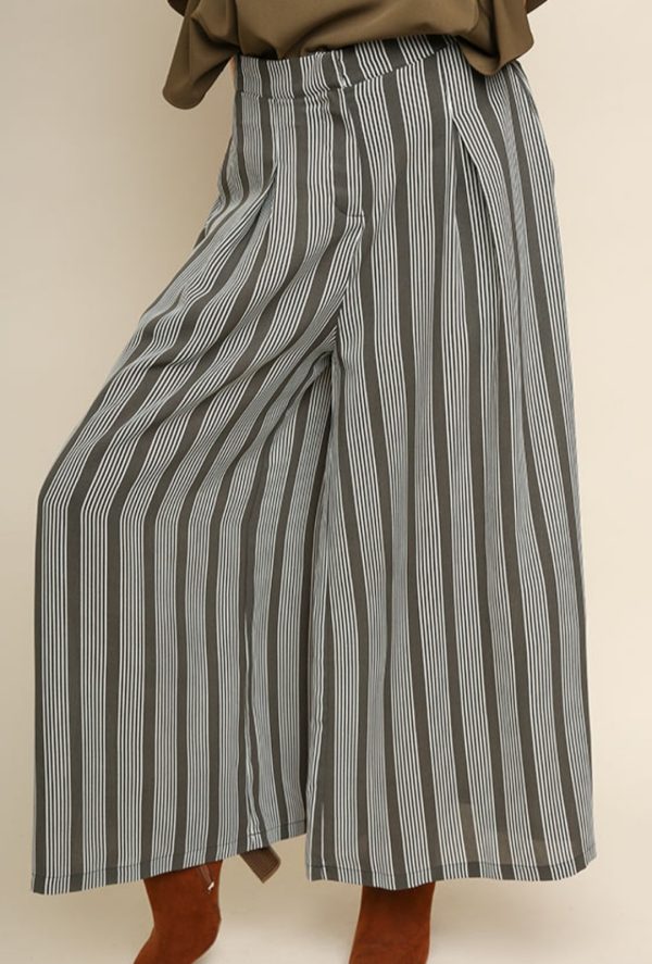 Striped high waist wide leg pant